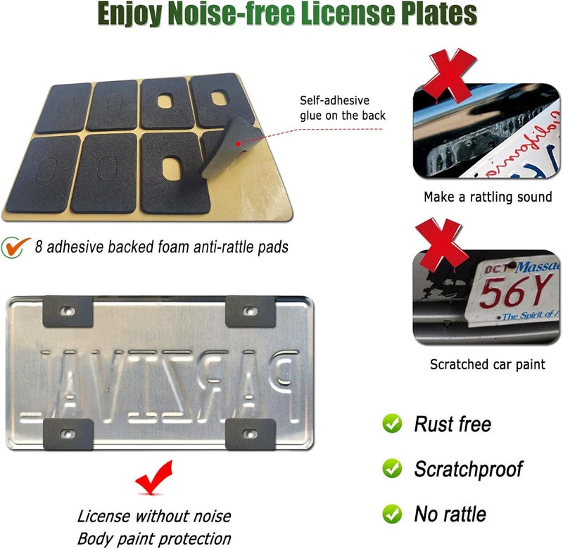 FBJTDQ Carbon Fiber License Plate Frames- Black Carbon Pattern Plastic Front & Rear Car Tag Holder Cover 2 Pack with Mount Hardware, Screws, Caps, Handlebar Stickers - Image 5